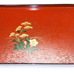 Lot of 3 Toyo Japan red & Gold Serving Tray/ gold